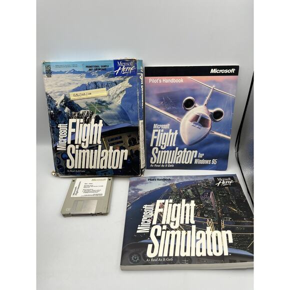 Microsoft Flight Simulator MS-DOS Floppy Disk Complete In Big Box 1993 Big Box - Picture 1 of 12